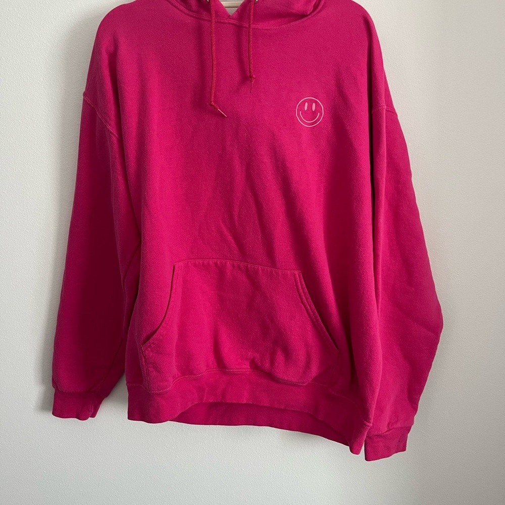 Pink Hoodie with Smiley Face